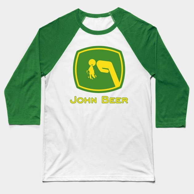 John Beer Logo Baseball T-Shirt by PsychoDynamics